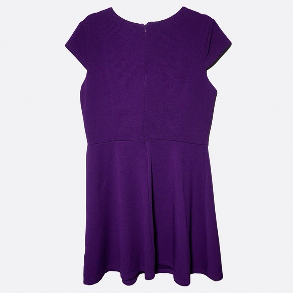 Karin Stevens Purple Textured Fit & Flare Dress XL 1X Keyhole Stretch Cocktail - Picture 3 of 6